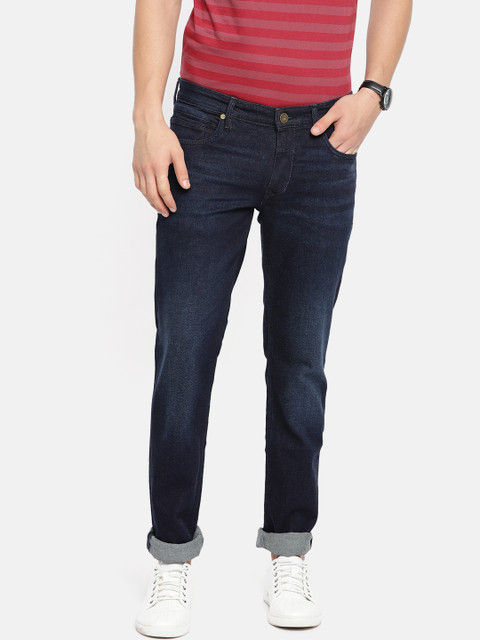 

Louis Philippe Jeans Men Blue Matt Slim Fit Low-Rise Clean Look Stretchable Jeans