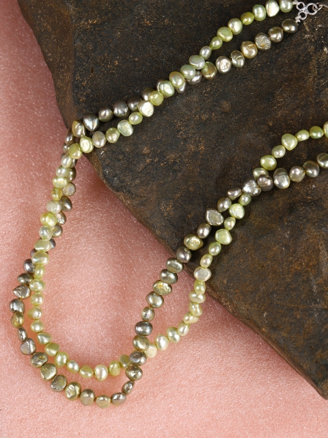 

Sepia Green Dark Tumble Layered Pearl Necklace