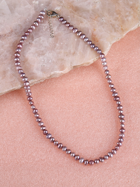 

Sepia Purple Irregular Solid Pearl Necklace