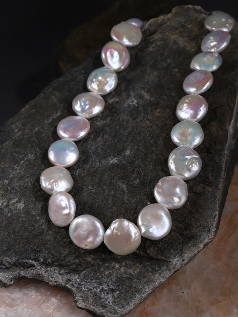

Sepia White Mother of Pearl Coin Shaped Necklace