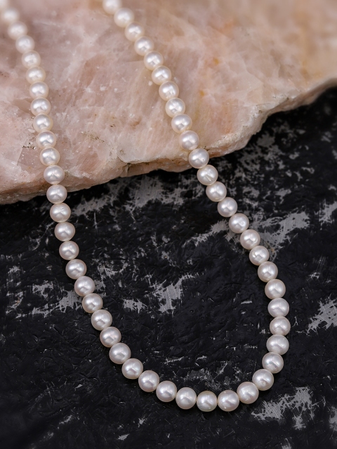 

Sepia White Round Fresh Water Pearl Necklace