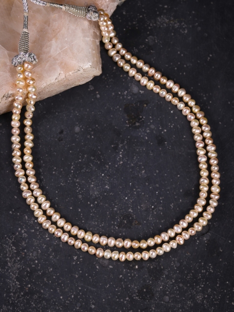 

Sepia Off-White Double Layer Tumble Pearl Necklace