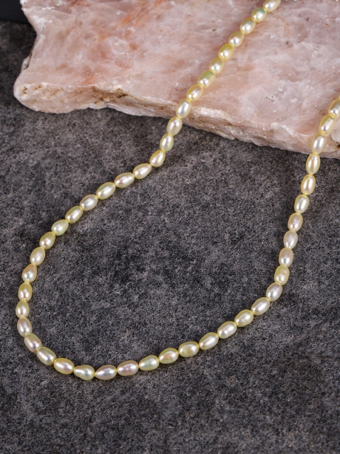 

Sepia Light Yellow Oval Shaped 5mm Pearl Necklace