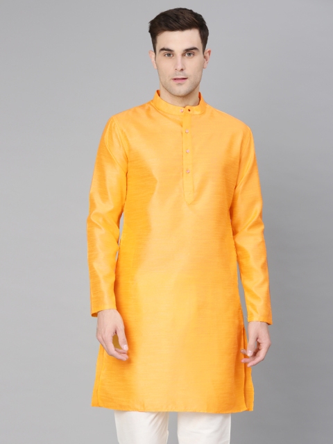 

Freehand Men Yellow Solid Straight Kurta