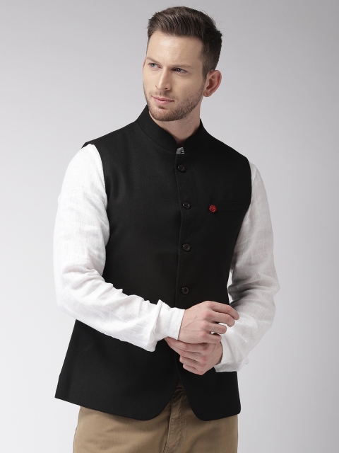 

The Indian Garage Co Men Black Solid Nehru Jacket