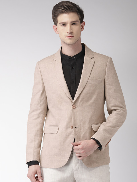 

The Indian Garage Co Men Beige Solid Single-Breasted Smart Casual Blazer