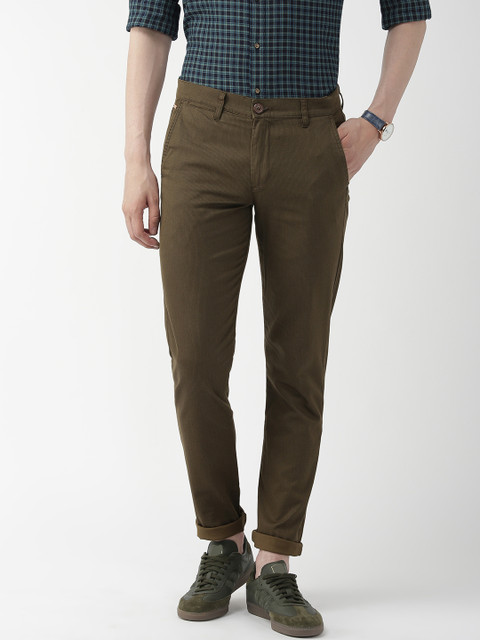 

The Indian Garage Co Men Brown Regular Fit Checked Chinos