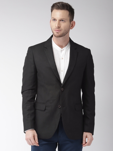 

The Indian Garage Co Men Black Solid Single-Breasted Smart Casual Blazer