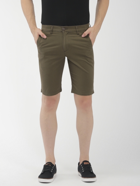 

The Indian Garage Co Men Olive Green Solid Slim Fit Chino Shorts