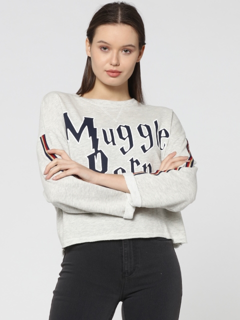 

ONLY Women Pink Printed Sweatshirt, Grey