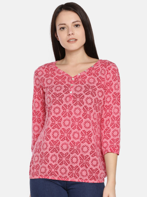 

ONLY Women Pink Self Design Blouson Top