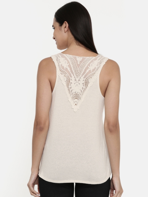 

ONLY Women Off-White Solid Styled Back Top