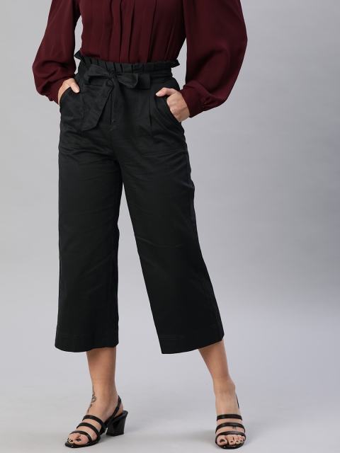 

ONLY Women Black Loose Fit High-Rise Solid Culottes