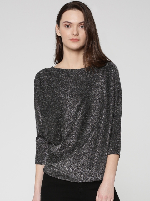 

ONLY Women Black Solid Shimmery Regular Top