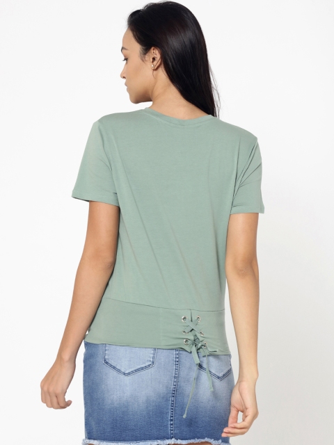 

ONLY Women Green Solid Styled Back Top