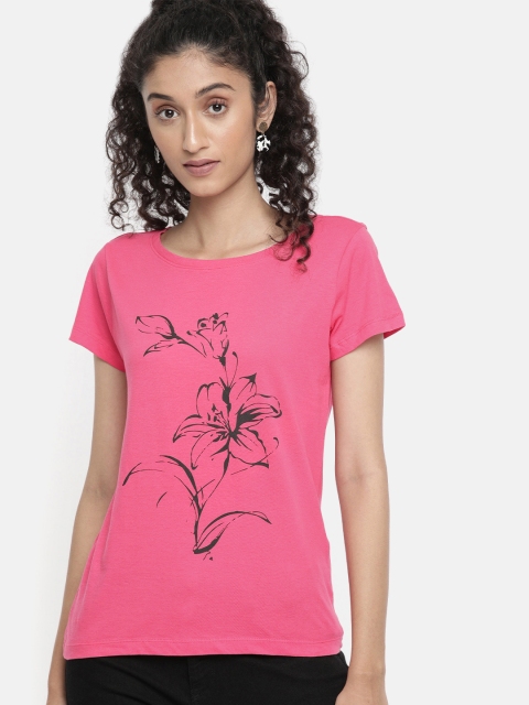 

ONLY Women Pink Printed Round Neck T-shirt