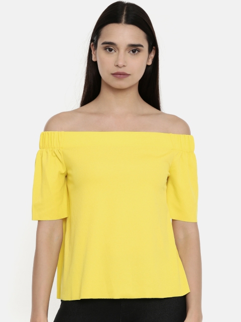 

ONLY Women Yellow Solid Bardot Top