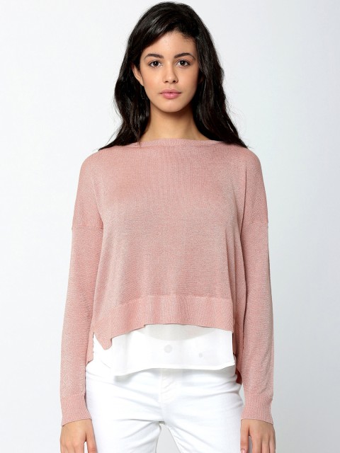 

ONLY Women Pink Solid Top