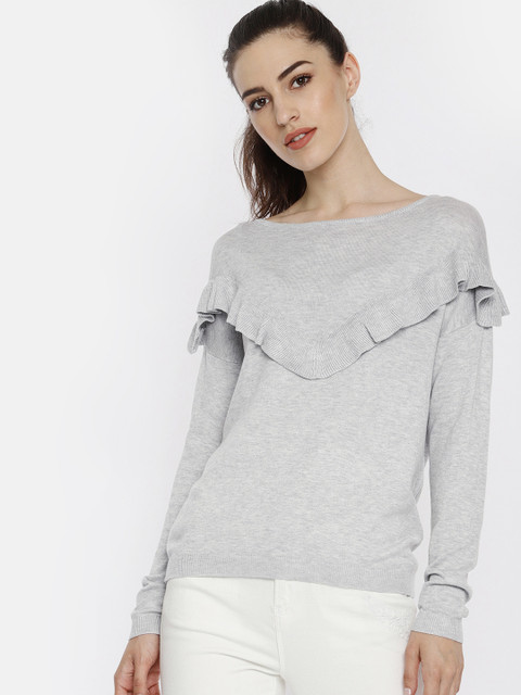 

ONLY Women Grey Solid Sweatshirt