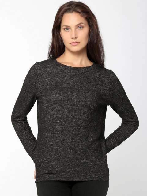 

ONLY Women Black & Grey Solid Knitted Sweater