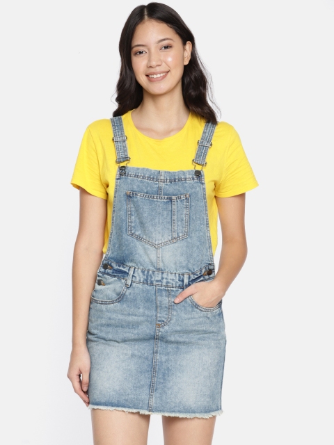 

ONLY Women Blue Washed Denim Pinafore Dress