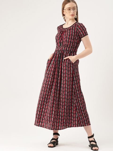 

DressBerry Women Printed Red Fit and Flare Dress