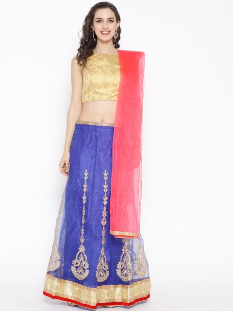 

Rajesh Silk Mills Blue Semi-Stitched Lehenga & Unstitched Blouse with Dupatta