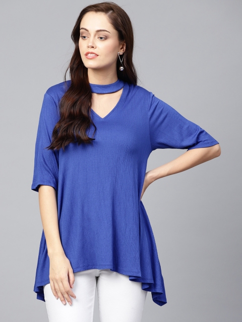 

Femella Women Blue Solid A-Line Top