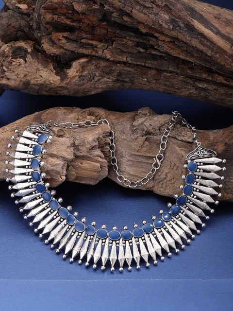 

Priyaasi Women Navy Blue Oxidised German Silver-Plated Necklace