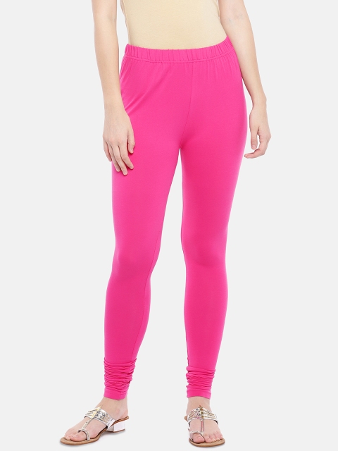 

Ethnicity Women Fuchsia Pink Solid Ankle-Length Leggings