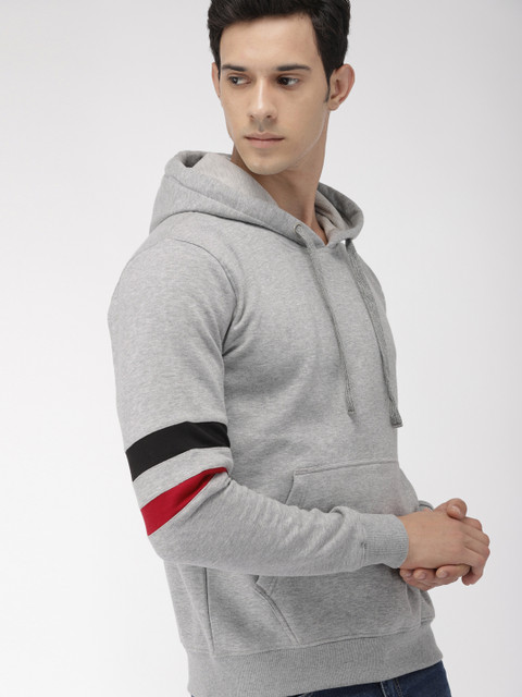

Harvard Men Grey Melange Solid Hooded Pullover Sweatshirt
