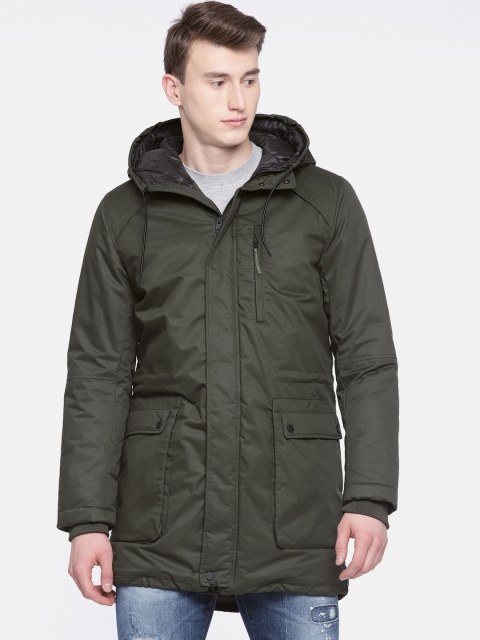 

SELECTED Men Olive Green Solid Water Resistant Jacket