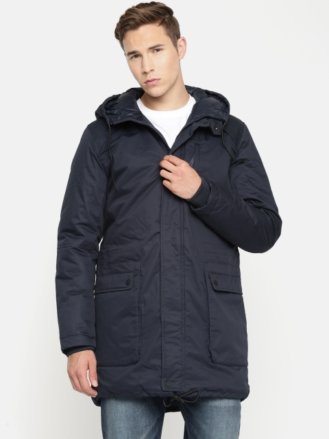 

SELECTED Men Blue Solid Water Resistant Longline Jacket