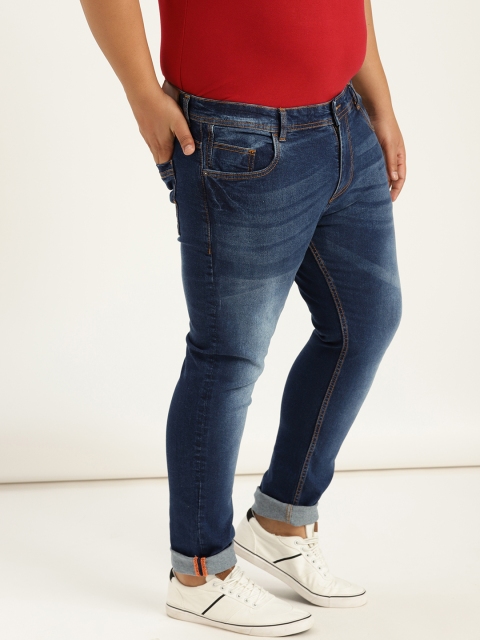 

Sztori Plus Size Men Blue Skinny Fit Mid-Rise Clean Look Stretchable Jeans