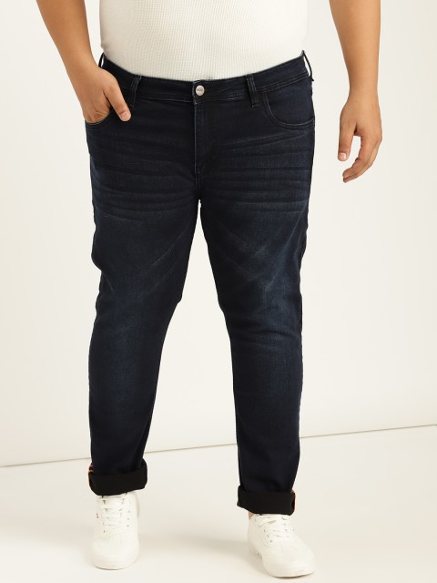 

Sztori Plus Size Men Navy Blue Skinny Fit Mid-Rise Clean Look Stretchable Jeans