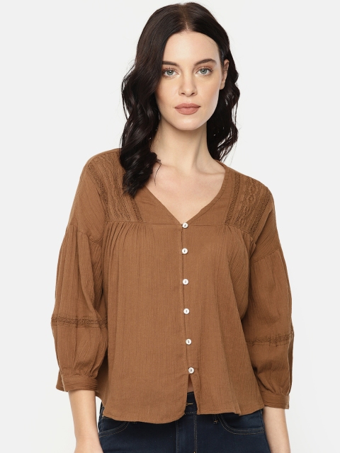 

ONLY Women Brown Solid Regular Top