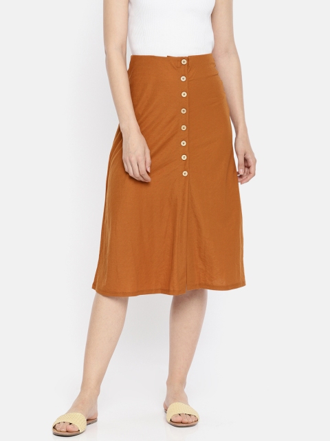 

ONLY Women Brown Solid A-Line Casual Knitted Skirt