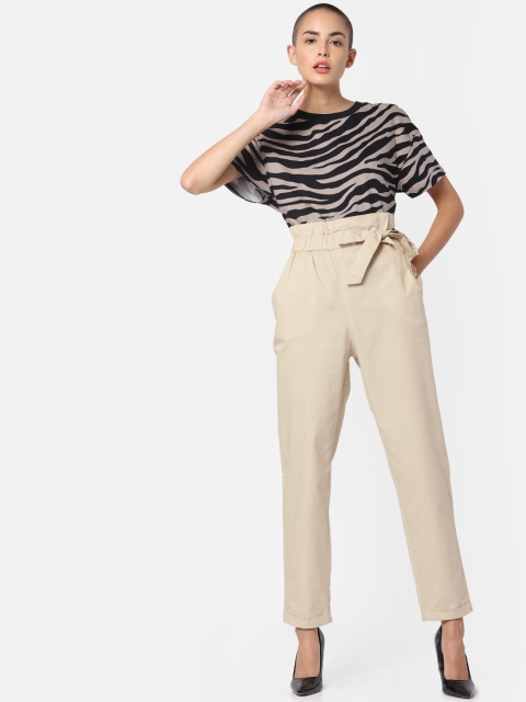 

ONLY Women Off-White Regular Fit Solid Trousers