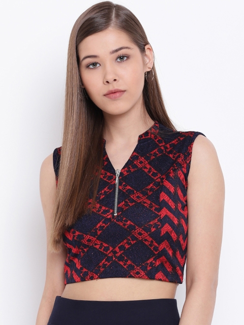 

Texco Women Red Printed Crop Top