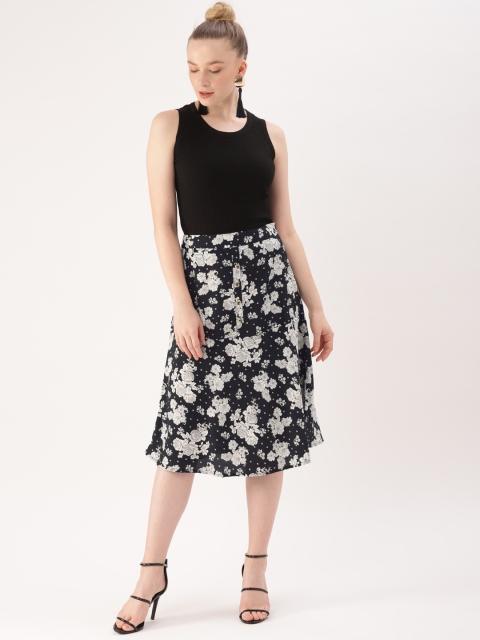 

DressBerry Women Black & White Printed A-Line Skirt