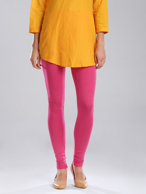 

WISHFUL by W Pink Solid Churidar Leggings