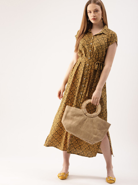 

DressBerry Women Mustard Yellow Shirt Dress