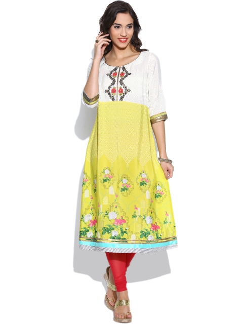 

WISHFUL by W Women Lemon Yellow Printed Kurta
