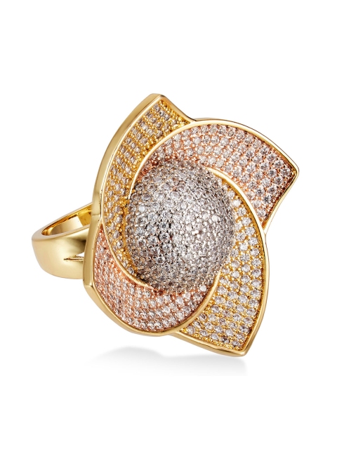 

shaze Women Gold-Plated CZ-Studded Ring