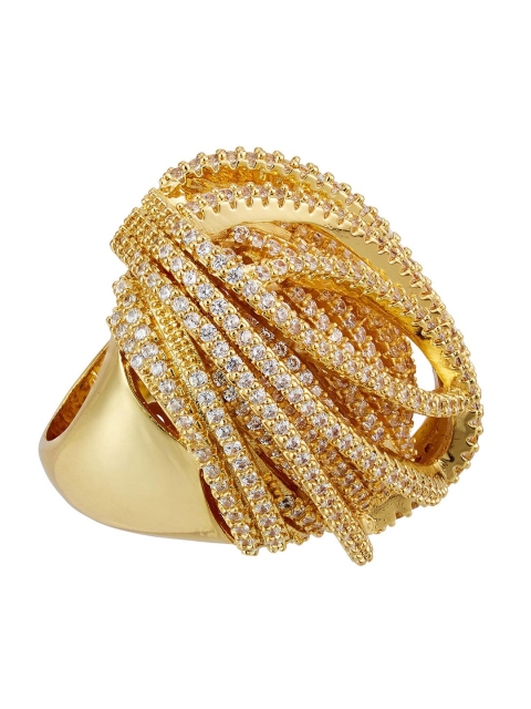 

shaze Women Gold-Plated CZ-Studded Ring