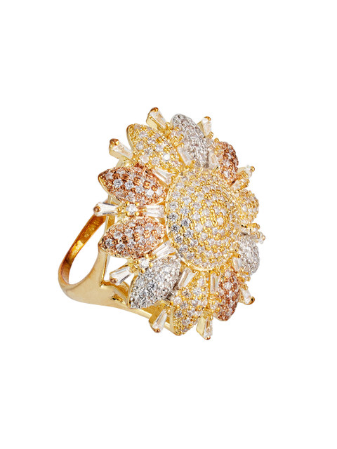 

shaze Women Gold-Plated CZ-Studded Ring
