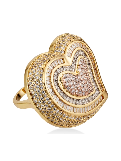 

shaze Women Gold-Plated CZ-Studded Ring
