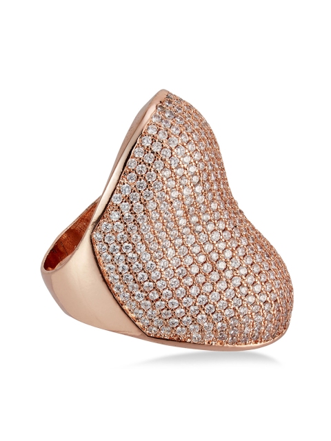 

shaze Women Rose Gold-Toned & CZ-Studded Ring