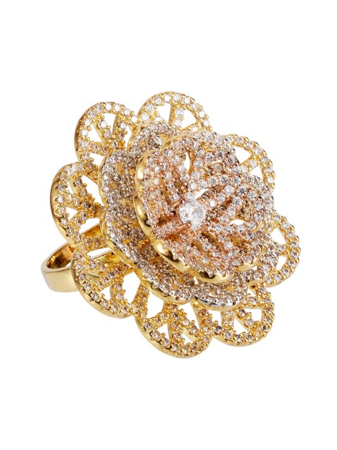 

shaze Women Gold-Plated CZ-Studded Ring
