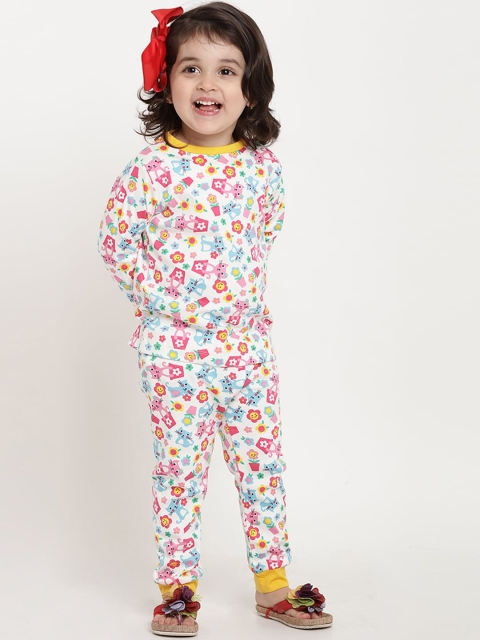 

berrytree Girls Multicoloured Printed Organic Cotton Sustainable Night Suit, Multi